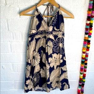 Say What? Hawaiian Halter Floral Mini Cotton Dress